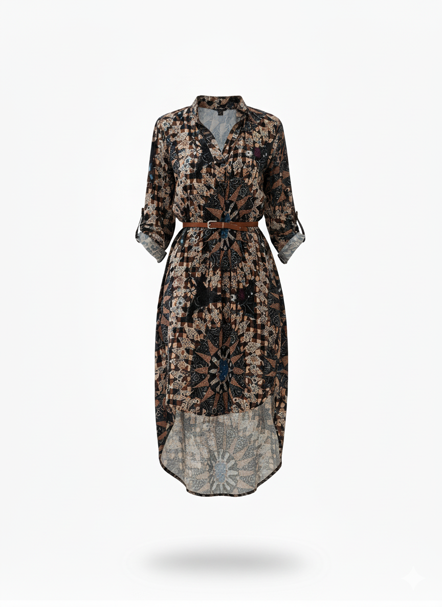 Camicia con Stampa Fantasia e Cintura