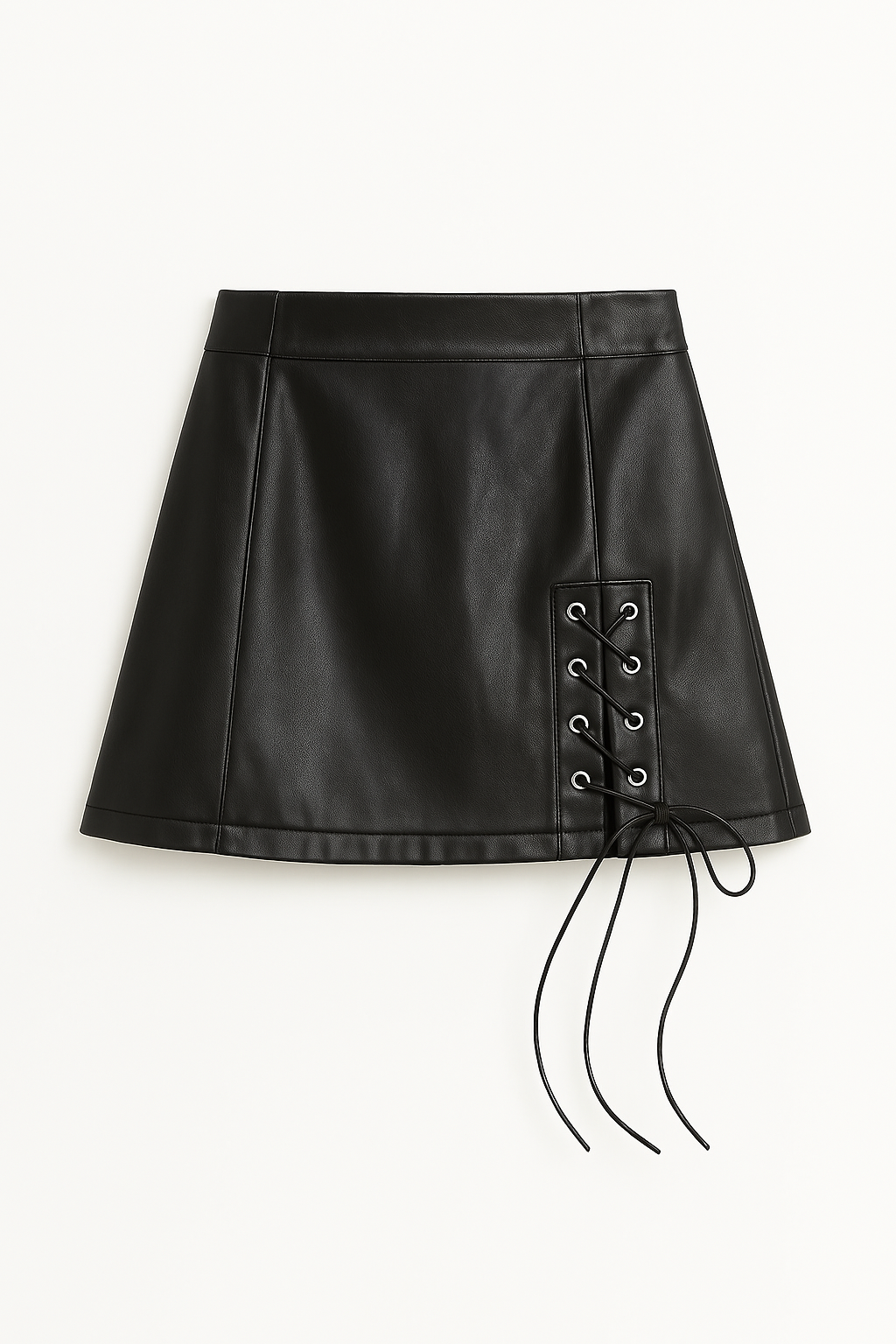 Mini gonna in similpelle con lacci laterali