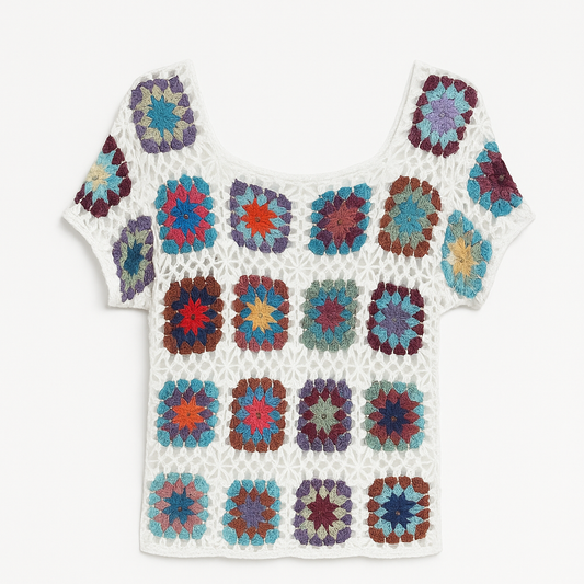 Maglia Crochet Multicolore a Rete