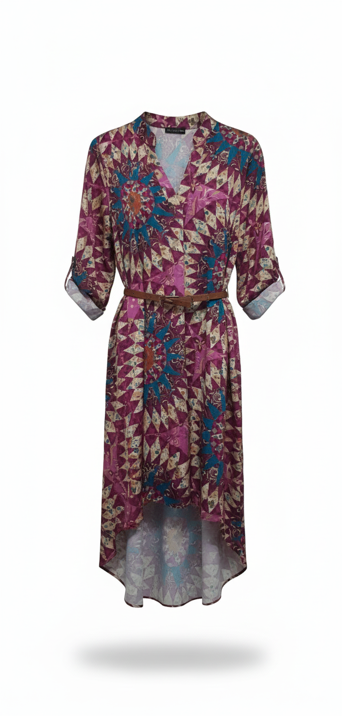 Camicia con Stampa Fantasia e Cintura