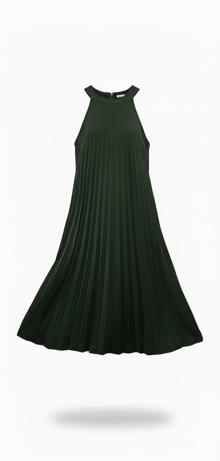 Abito Lungo Plissettato Senza Maniche