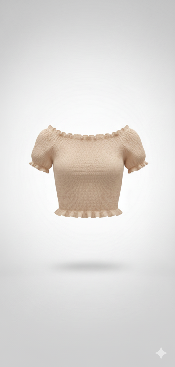 Maglia a Spalle Scoperte in Tessuto Elasticizzato