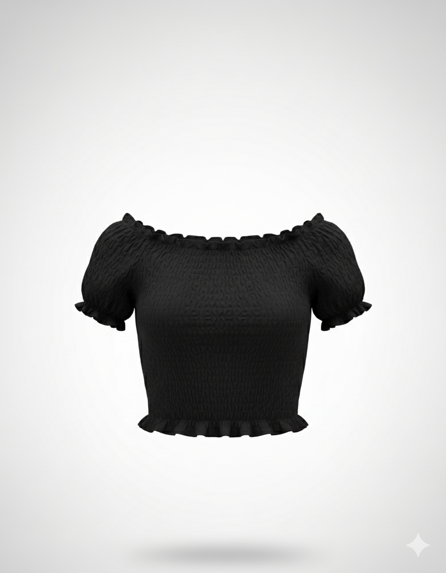 Maglia a Spalle Scoperte in Tessuto Elasticizzato