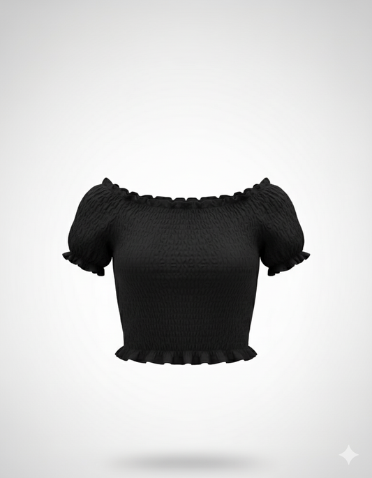 Maglia a Spalle Scoperte in Tessuto Elasticizzato