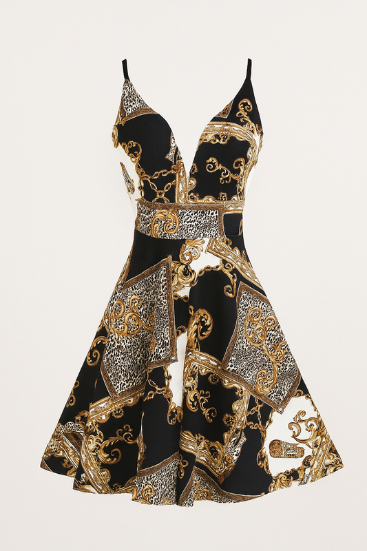 Abito con stampa mista